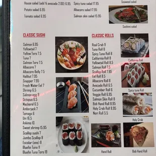 May 2024 nigiri on the left and rolls on the right.