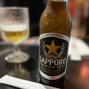 a bottle of sapporo premium beer
