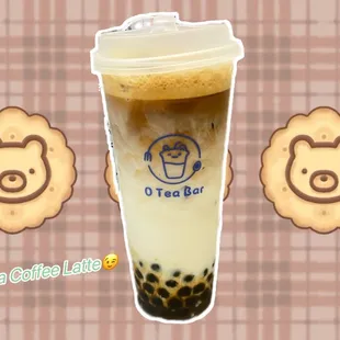 Boba coffee latte