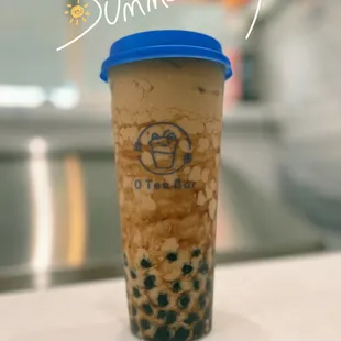 Tiger sugar milk tea with double boba