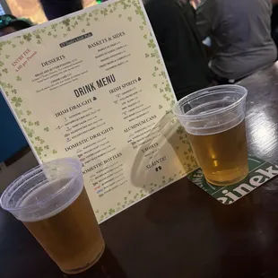 Drink/ appetizer menu