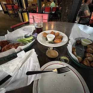 wings, poppers, pretzel bites