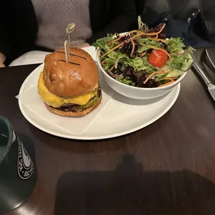 Hamburger with salad