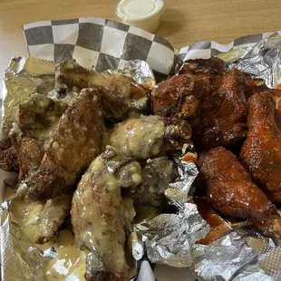 Garlic Parmesan and O&apos;Town Delight wings.
