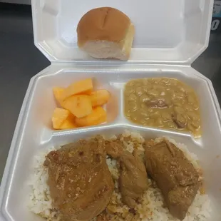 Plate lunch with sides and drink