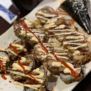 a plate of sushi