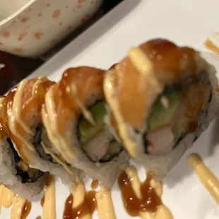  a plate of sushi
