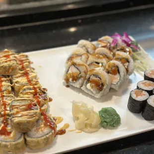 Spicy Girl Roll, Candy Roll and Salmon Roll.