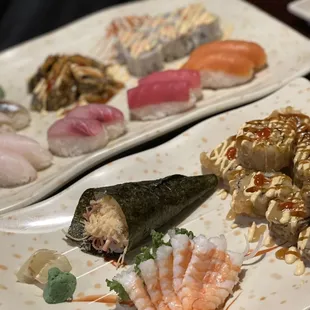  two plates of sushi