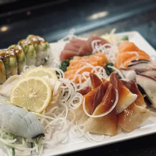  a plate of sushi