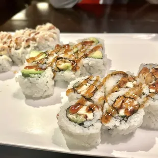  a plate of sushi