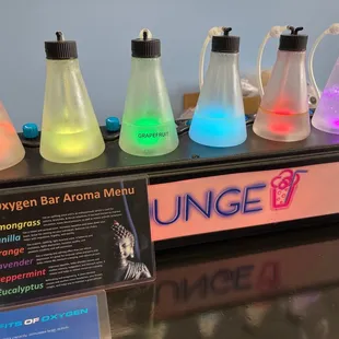 The oxygen bar and menu