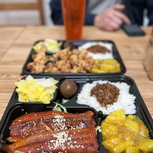 #R12 Grilled Eel Bento w/ daily sides, soy egg, minced pork rice | $19.28