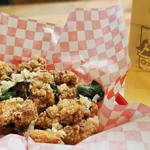 Garlic Popcorn Chicken and Lemon Green Tea