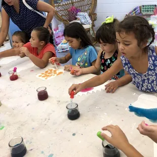 Kid-friendly printing activity using watercolor and eye droppers