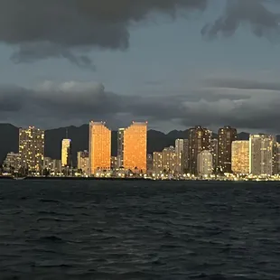 Sunset reflection over Waikiki