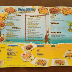 the menu for the restaurant