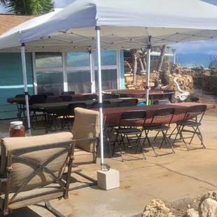 Pop up tents, tables &amp; chairs for thanksgiving dinner