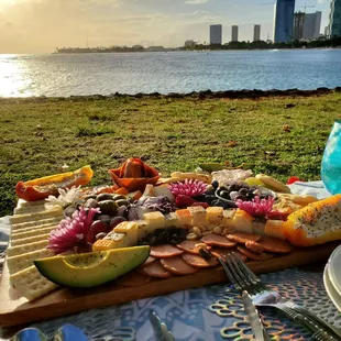 1st charcuterie board, I requested vegan meat and added olives, everything was so good.