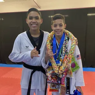 Team Mate Kahanu congratulated King on his Black Belt Promotion. (8/2024)