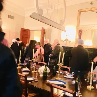 Dining area. Fan above the dining table.