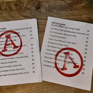 Both sides of the happy menu