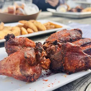 Smoked chicken wings &amp;  Steak Fries