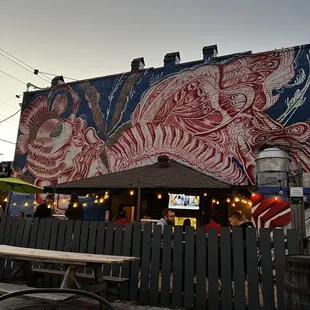 Mural overlooking patio