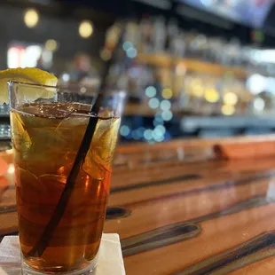 a drink on a bar
