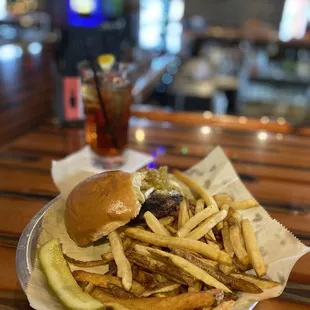a burger and fries