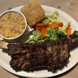 Beef ribs with dirty grits and Chef&apos;s Vegetable of the Day