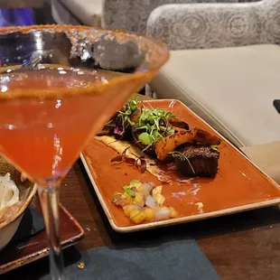 Surf and Turf and Habinero Sunset Martini