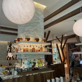 the bar area of a restaurant