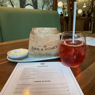 Truffle fries and Blood Orange Spritz
