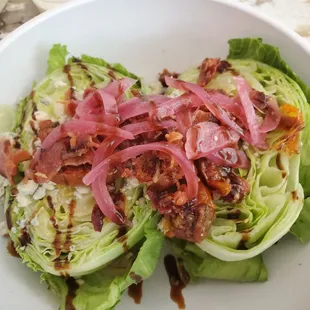 Amazing wedge salad! Enough for 2! Order 2 dressings.