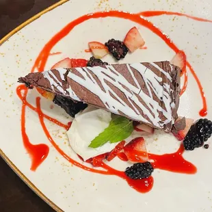 Chocolate layered cheesecake top view