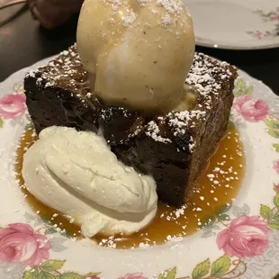 Sticky toffee cake warm with ice cream (best dessert ever!)