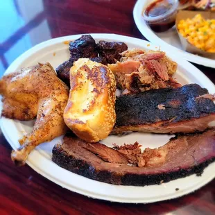 a variety of meats and sides