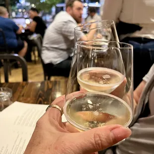 a person holding a glass of wine