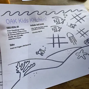 Kids&apos; menu