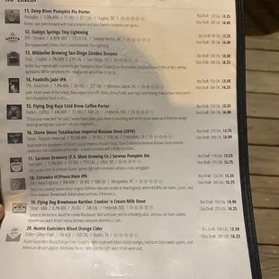 the menu