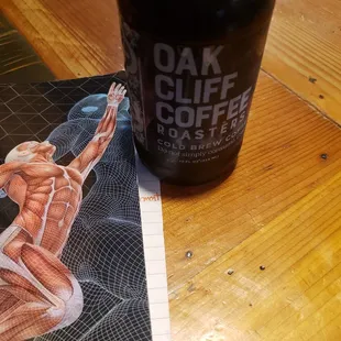 a bottle of oak cliff coffee roasters