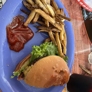 1/2 of the 1/3 pound cafe burger!  Delicious!!