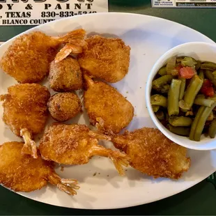 Fried shrimp &amp; green beans
