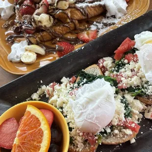 Avo toast and royal split French toast