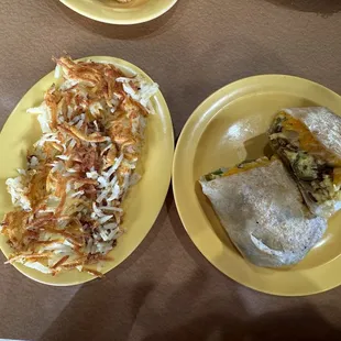 hashbrowns, bacon burrito