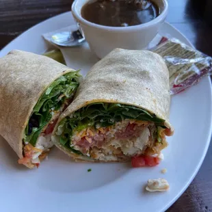 Home style wrap with steak ale soup
