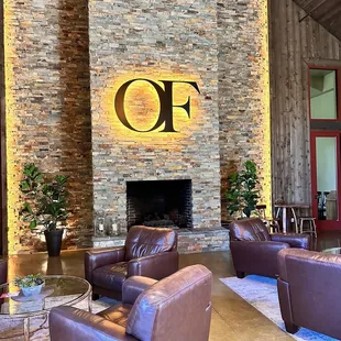 lounges and fireplace