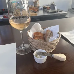 Rosè and truffle butter with bread