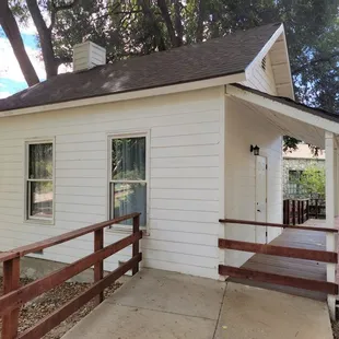Replica of original one room wooden school house.